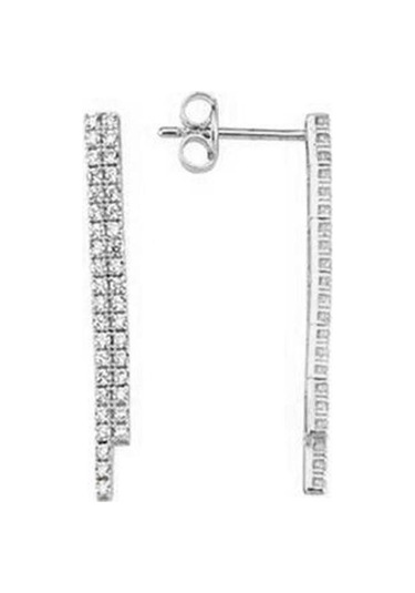 Bilezikci 2 Sıra Su Yolu Beyaz Altın Küpe Kpvr31363