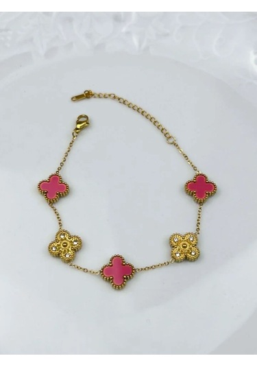 Kadın Yonca Figürlü Mineli Çelik Bileklik 9000