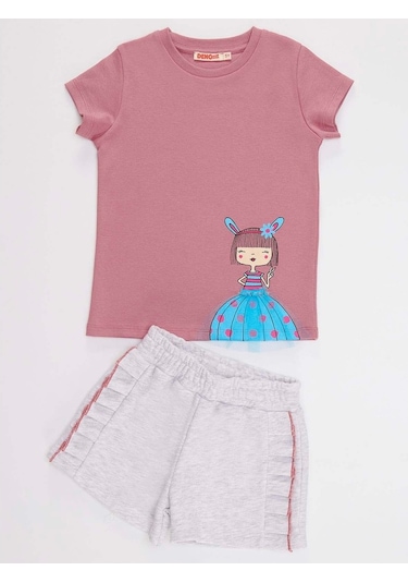 Denokids Tüllü Lily Kız Çocuk Şort Takım Çok Renkli
