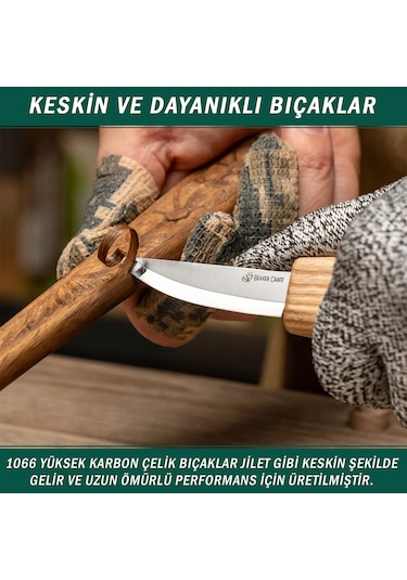 Beavercraft S01 Ahşap Kuksa Kaşık Oyma Bıçağı Seti 4 Parça