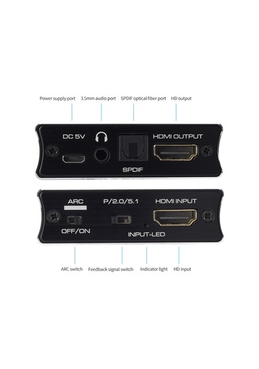 Yaozixa Nk-331m Hdmı 2.0 Ses Ayırıcı - 4k 60hz, Spdıf 5.1 Ve 3.5mm Çıkışlı, 2160p Desteği, Geniş Uyumlu Hd Ses Çıkarıcı