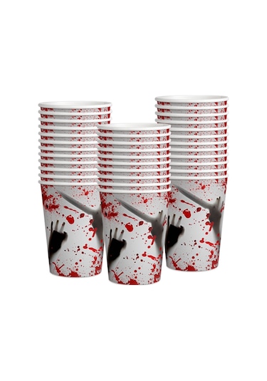 10 Adet Cadılar Bayramı Tek Kullanımlık Kan El İzi Sofra Korku Parti Dekorasyonu, Stil: 7 İnç Kağıt Tabaklar