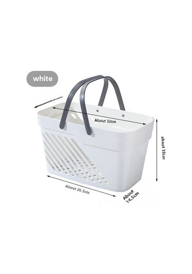 Hangfox Büyük Kapasiteli Plastik Banyo Organizer: Yüksek Kaliteli, Süzgeçli Tabanlı, Taşınabilir, Ev İçi Çeşitli Gereçleri Saklamak İçin Kare Depolama Sepeti Büyük Beyaz Diğer