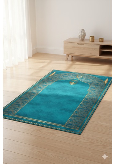 Seccade Diz Ağrıtmayan Yumuşak Halı Seccade Ve Namazlık Turkuaz Turkuaz