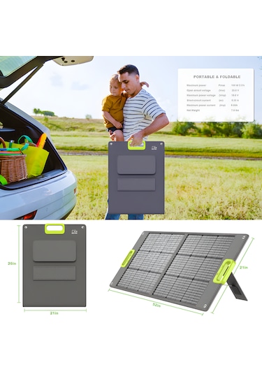 Cepini SP-100 Katlanabilir Güneş Paneli - 100W Monokristal %23 Verimli