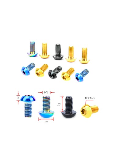 Mufunye Tc4 Titanyum M5x10mm T25 Bisiklet Fren Diski Cıvataları Hafif Ve Dayanıklı, 12 Li Set, Renk Seçenekli Siyah