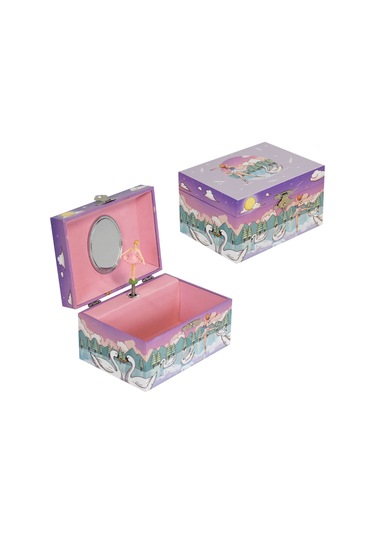 Geekyou Karton Ve Fiber Tahta Müzikli Kutuda Dans Eden Figür, Ayna Ve Kartun Desenli, Küçük Kızlar İçin Hediyelik Muzikli Gümüşlük Kutusu