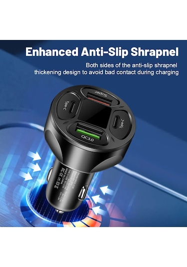 Zuidid Zd66w Dijital Ekranlı 2 Usb + 2 Type C Hızlı Araç Şarjı