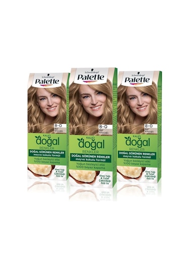 Palette Kalıcı Doğal Renkler Saç Boyası 8 - 0 Bal Köpüğü X 3 Adet