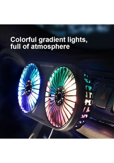 F211 Led Electric Fan Araba Hava Outlet Gösterge Paneli Usb Mini Fan Siyah