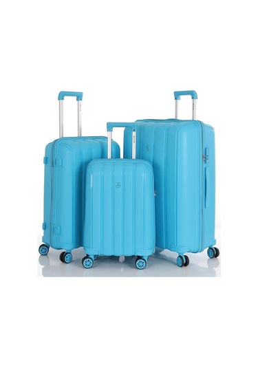 Mçs 3lü Set Kırılmaz Silikon Seyahat Valizi Bavulu V305 Açık Mavi