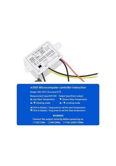 Ulzyvf Xh - W3001 Akıllı Mikrobilgisayarlı Led Ekranlı Mini Termostat: Isıtma/soğutma Kontrol, Su Geçirmez Prob, Hızlı Montaj