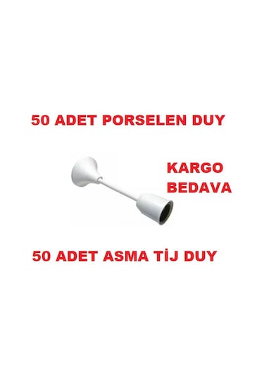 Asma Tij Duy Porselen Gövde Kablolu E 27 50 Adet