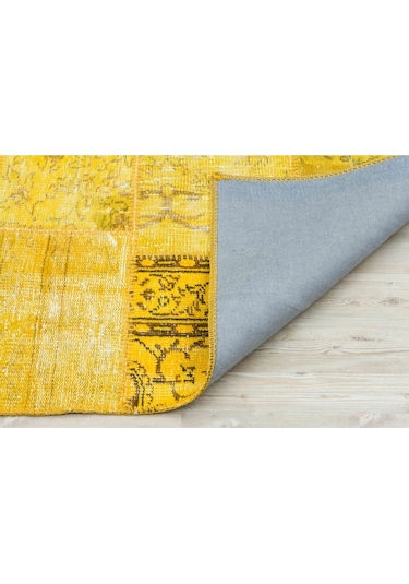 Sarı Rengiyle Evinizi Süsleyen Patcwork Halı 120 X 180 Model : 5224
