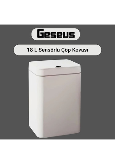 Sensörlü Otomatik Plastik Çöp Kovası 18 Litre-beyaz Yerli Üretim Beyaz