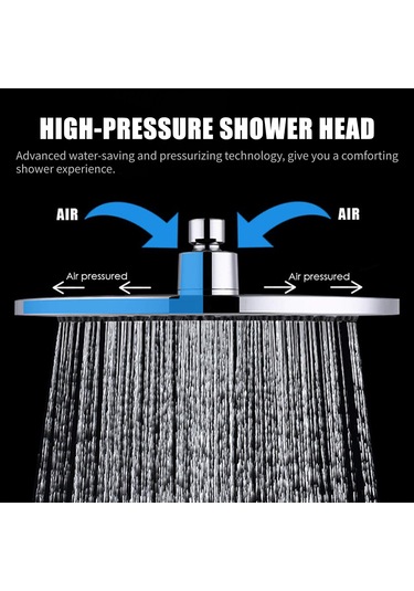 Springsun 9.5 İnç Yuvarlak Paslanmaz Çelik Chrome Duş Başlığı - Yüksek Basınçlı, Otomatik Temizleyen, Korozyona Dayanıklı Büküm Borusu Hariç Diğer