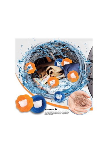 Kosona 12 Adet 6x6x5 Cm Pu Sponge + Pp Çamaşır Makinesi Topu - Saç Ve Telliği Toplar, Kumaşı Hasar Vermez, Soğuk Dayanıklı Mavi - Turuncu