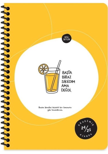 Keskin Color A5 Spiralli Akademik Ajanda - Başta Sıkıldım Sarı