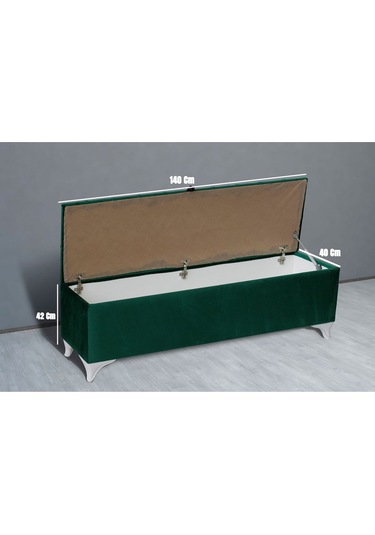 Vetra Chester Model Yeşil Sandıklı Puf  Kapitoneli Model 140cm Sandıklı Bank