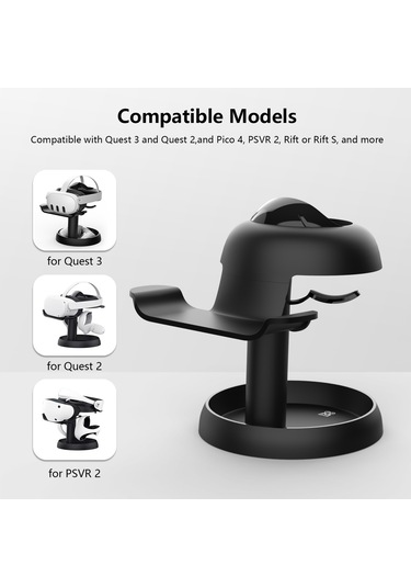 Amvr Tybp1 Vr Masaüstü Depolama Vitrin Vision Pro / Meta Quest 3 / Pico 4 / Playstation Vr 2 Siyah