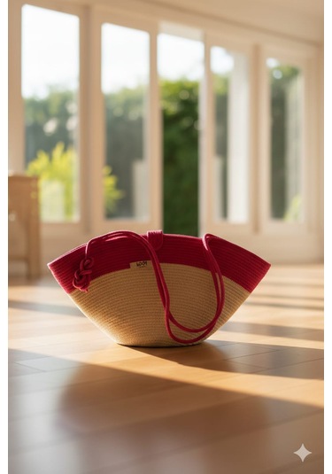 Loom Collection Kadın Plaj Çantası Ekru - Pembe