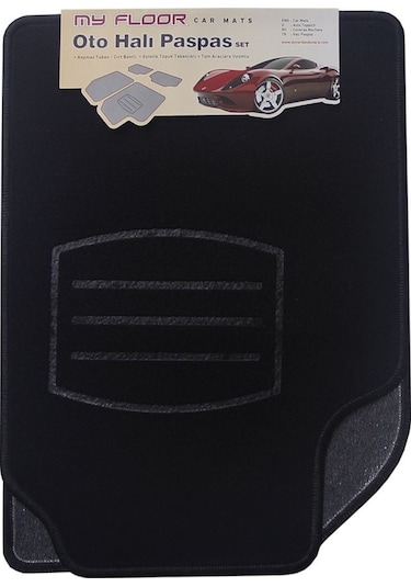 Üst Kalite Universal Tüm Araçlara Uygun Halı Paspas 4 Parça Siyah