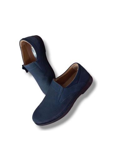 Growish Gr0206 Hakiki Nubuk Deri Delikli Poli Taban Günlük Erkek Ayakkabı Lacivert