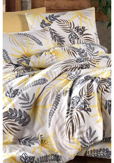 Evlen Home Chery %100 Pamuk Nevresim Takımı Çift Kişilik 4 Parça Bej