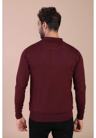 Ferraro Polo Yaka Superfine Yün Kazak - Bordo Bordo