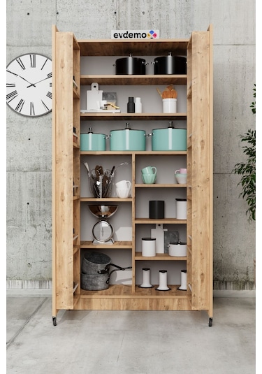 Art 2 Kapaklı Erzak Kiler Mutfak Dolabı Atlantik Çam