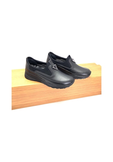 Umut Marяka Hakiki Deri Tam Ortopedik Kadın Ayakkabı Siyah