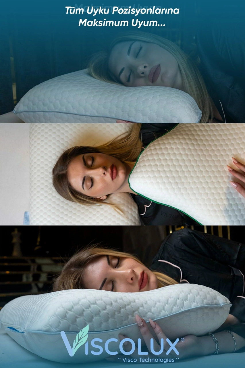 Horlama Azaltıcı Yastık - Horlama Önleyici Ortopedik Visco Yastık 55x40x12/10 Mavi