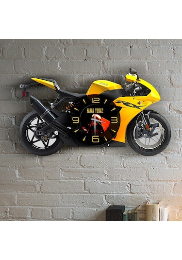 Kişiye Özel Motosiklet Tasarımlı Ahşap Duvar Saati-1 Çok Renkli
