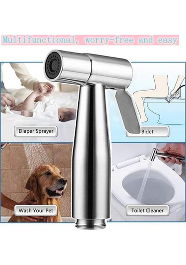 Pazly Suntek Klozet Püskürtücü Bide - Tuvalet Püskürtücü Ve Bide Tutucu Seti Gümüş