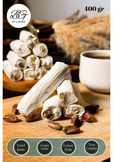 Sütlü Fıstıklı Çifte Kavrulmuş Fitil Lokum - Türk Lokumu - 400 Gr