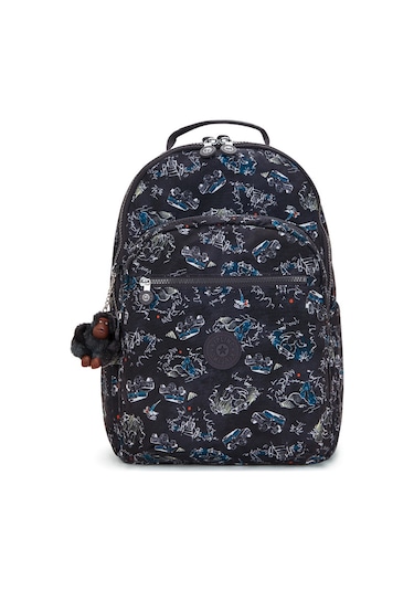 Kıplıng Seoul Lap Büyük Boy Sırt Çantası Desenli Jungle Fun Race