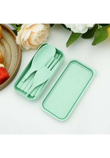 Bej Taşınabilir Katlama Seyahat Sofra Seti Mini Kutu Ile Çatal Kaşık Çubuklarını Sofra Taşınabilir Çatal Bıçak Kaşık Tk. 56470316 Bej