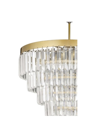 Linsa 55 Cm'lik Kristal Cam Taşlı Lüks Avize - Eskitme Renk Eskitme