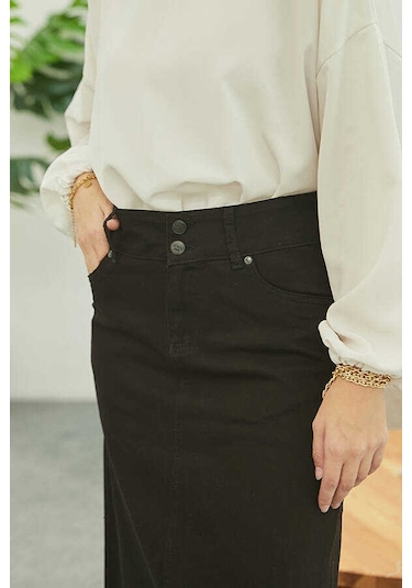 Neways 2254- Klasik Gabardin Etek Siyah Siyah