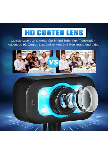 Fortunelane Usb 8mp Hd Webcam Mikrofon, Gece Görüş, 360 Dön, Dizüstü/kablosuz Kamера