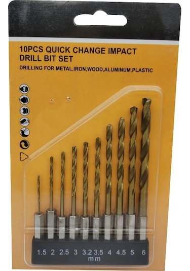 Bn5 Matkap Şarjlı Matkap Uç Seti Metal Ahşap Plastik 10 Parça