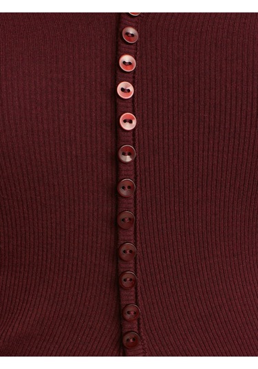 Dilvin 31548 Düğme Detaylı Büzgülü Top-koyu Bordo Koyu Bordo