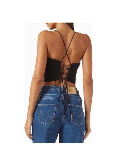 Acler Newtoft Gathered Top, Drapeli Bağlamalı Bluz Siyah