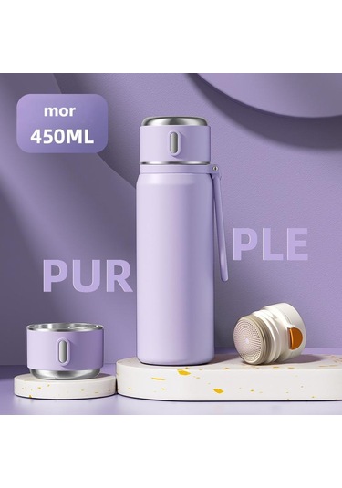 Aoyingnettech Kızlar İçin Vakumlu Kupa Yüksek Değer 316 Paslanmaz Çelik Büyük Kapasiteli Su Bardağı Taşınabilir Öğrenci Okulu Özel Su Bardağı Açık Kamp Termos Fincan Mor