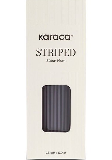 Karaca Striped Tırtıklı Sütun Mum 15 cm Antrasit
