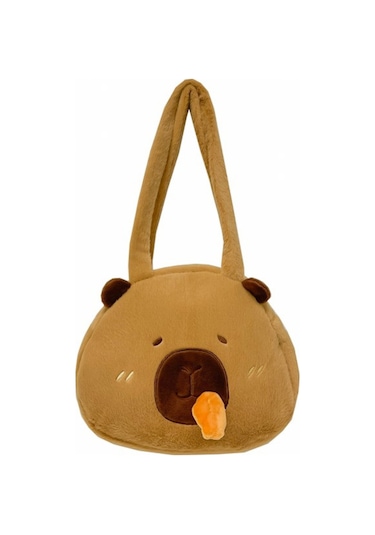 Gajeena Yumuşak Kapybara Plüsh Çanta - Çekilebilir Balık Askılı, Okul Ve Spor İçin 29x33 Cm, Sevimli Ve Fonksiyonel