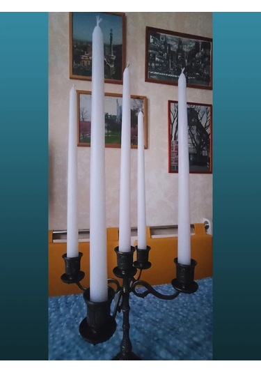 Kandlefo Uzun Antik Mumlar 34 Cm 5'li Paket 210208084 Beyaz