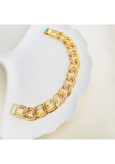 Kadın Bileklik Kalın Samanyolu Bileklik Kuyumcu Model Gold 18 Cm Gold