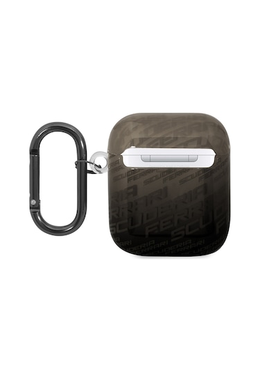 Airpods Uyumlu Kılıf Ferrari Lisanslı Parlak Klasik Logolu Sf Desenli Kılıf Siyah