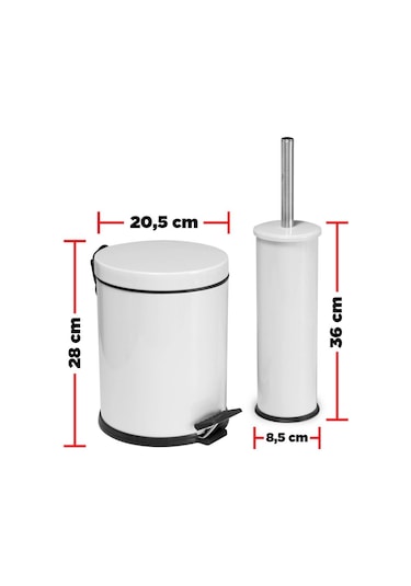 Foreca 2 Li Çöp Kovası Banyo Seti Beyaz